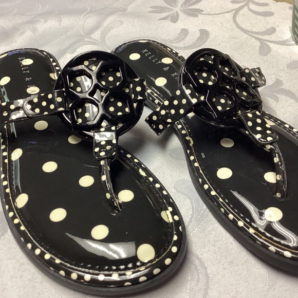 Kelly & Kate black &white sandals POLKA DOTS. SIZE 7/1/2 new - Picture 5 of 8